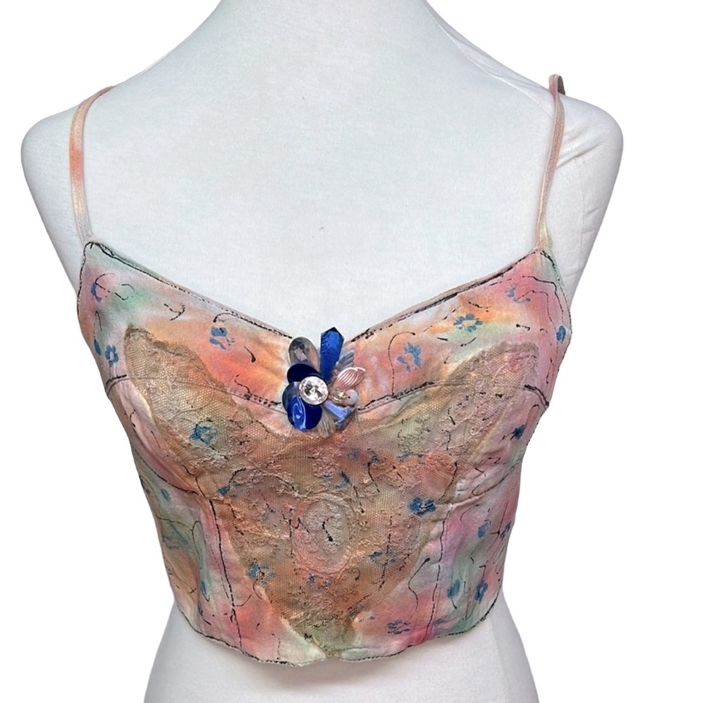 Bustier Floral Lace Accent Blouse